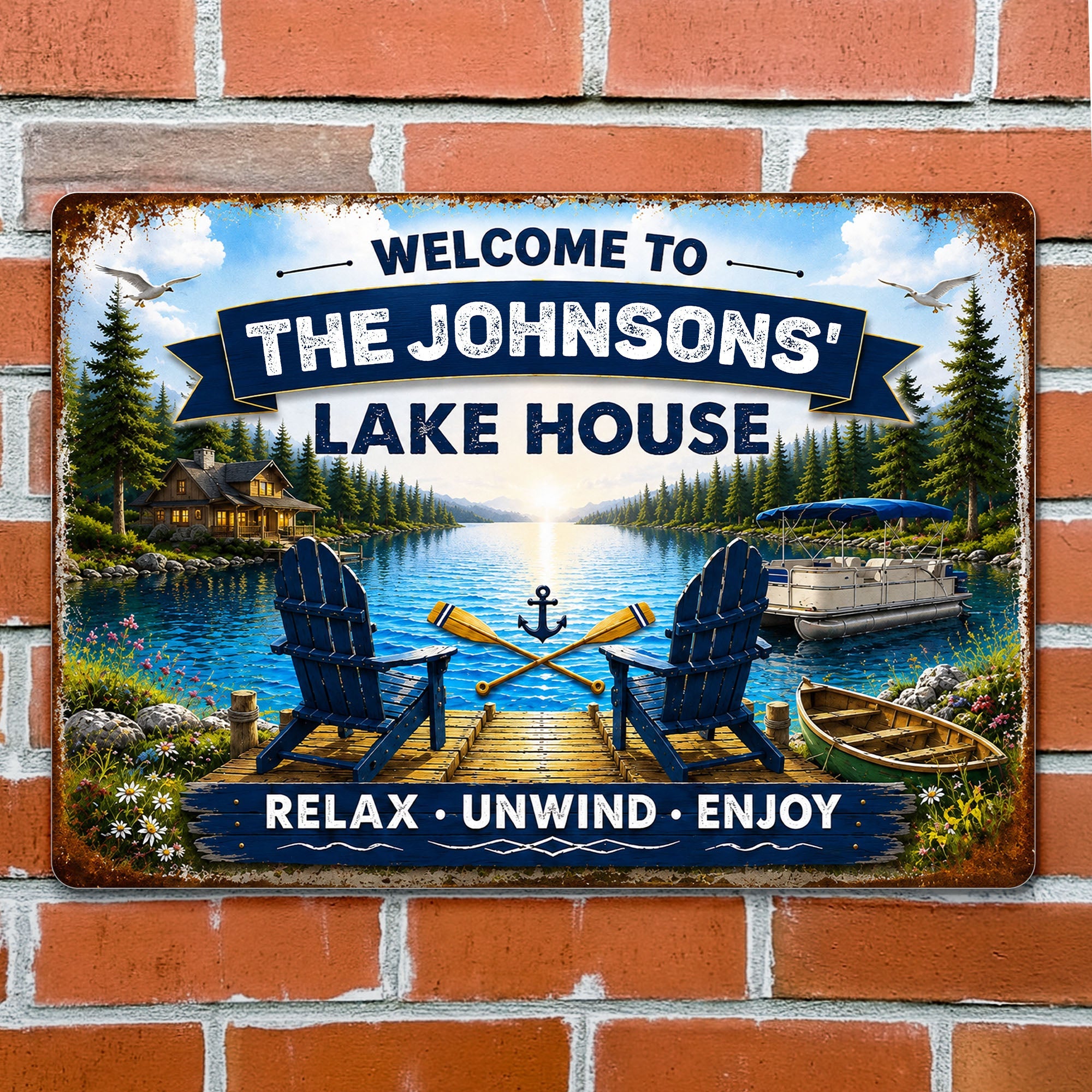 Personalized Metal Sign Custom Name Lake House Décor Gift Metal Sign GradoCreations