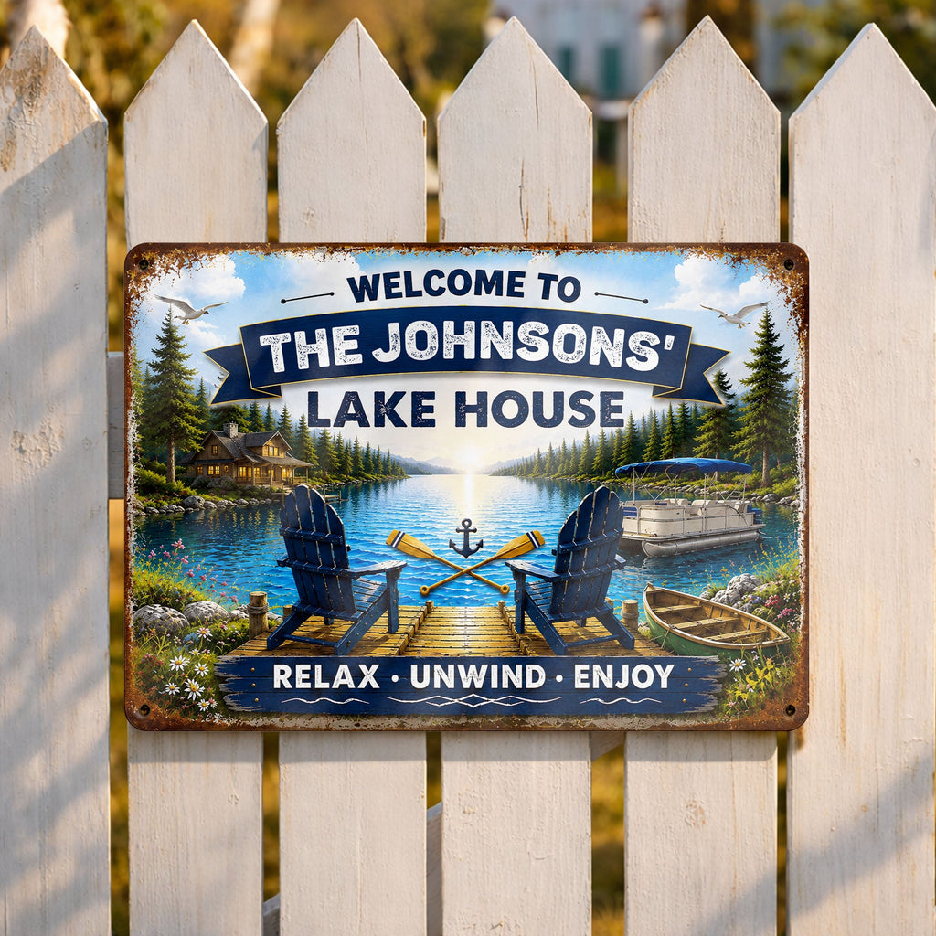 Personalized Metal Sign Custom Name Lake House Décor Gift Metal Sign GradoCreations