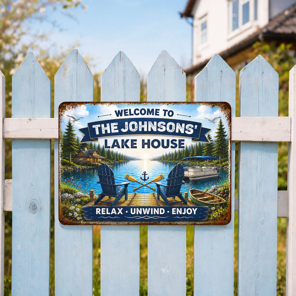 Personalized Metal Sign Custom Name Lake House Décor Gift Metal Sign GradoCreations