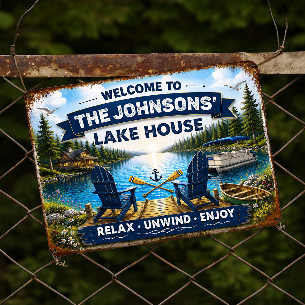 Personalized Metal Sign Custom Name Lake House Décor Gift Metal Sign GradoCreations