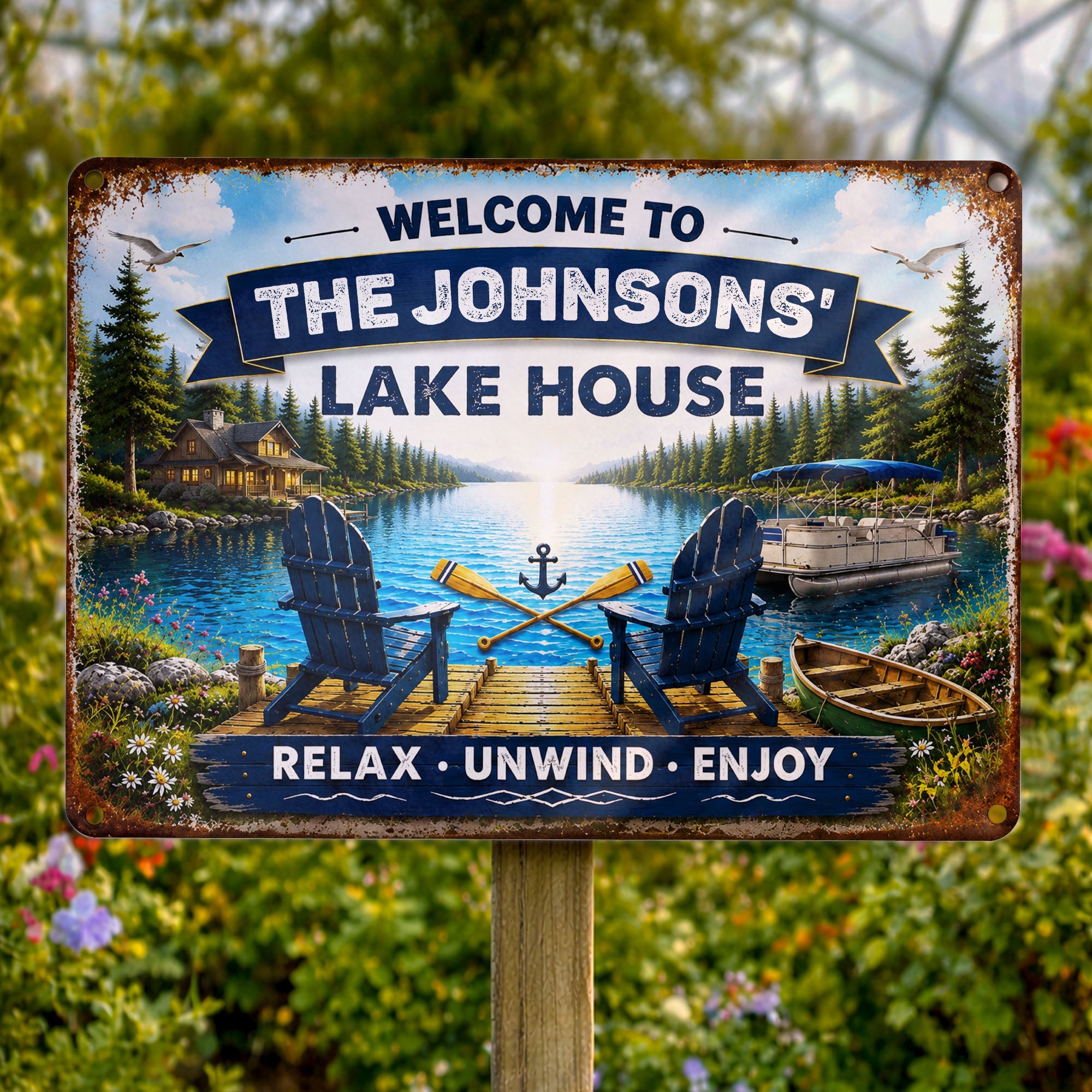 Personalized Metal Sign Custom Name Lake House Décor Gift Metal Sign GradoCreations