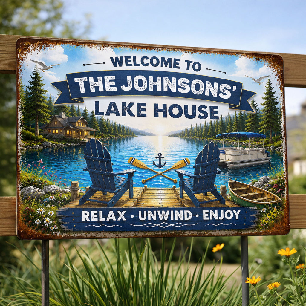 Personalized Metal Sign Custom Name Lake House Décor Gift Metal Sign GradoCreations