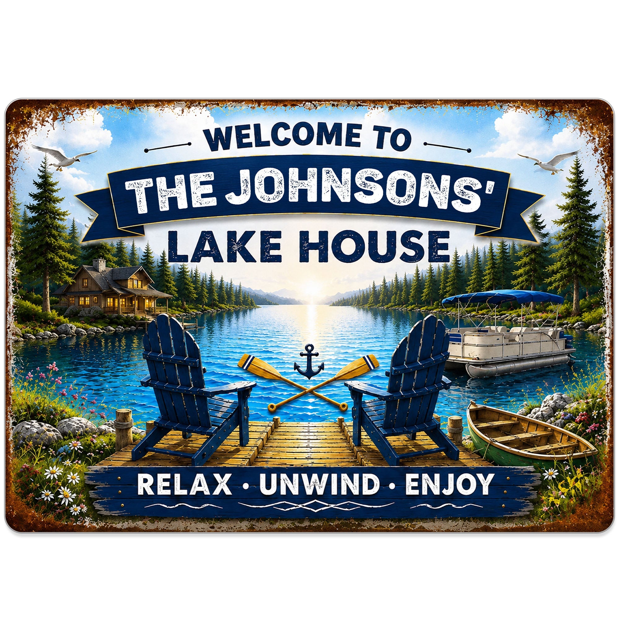 Personalized Metal Sign Custom Name Lake House Décor Gift Metal Sign GradoCreations