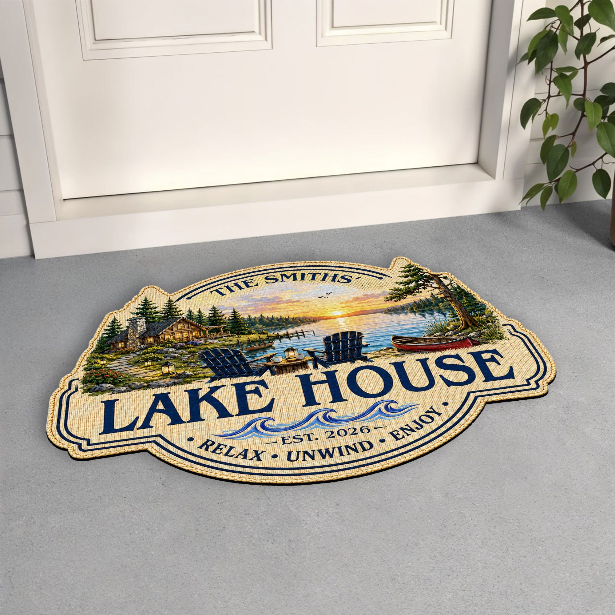 Personalized Custom Lake House Doormat Unique Cabin Gift Doormat GradoCreations