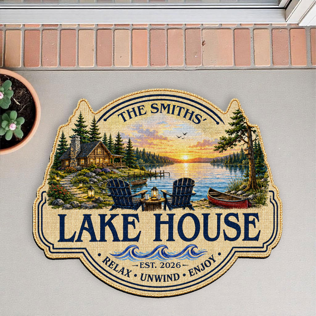 Personalized Custom Lake House Doormat Unique Cabin Gift Doormat GradoCreations