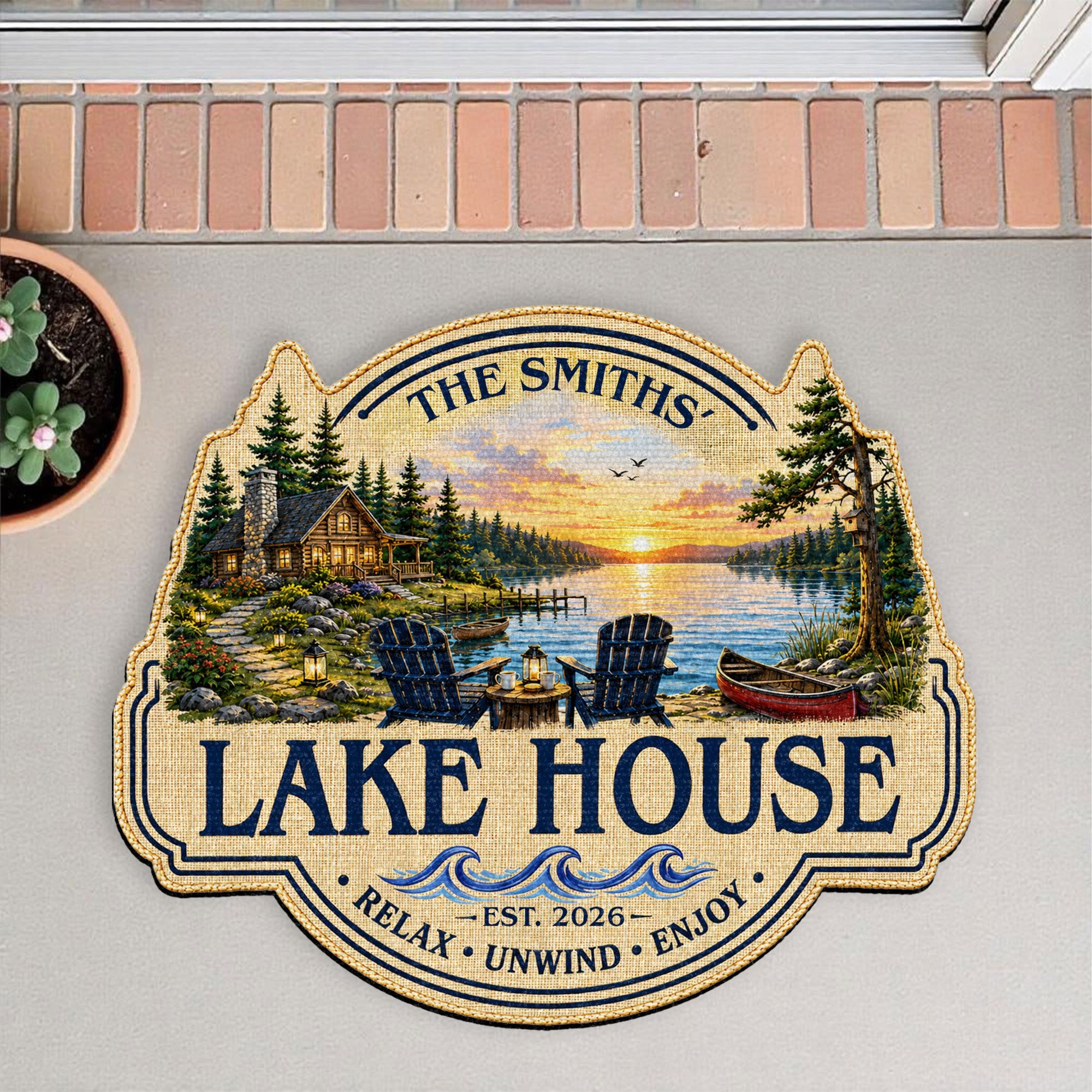 Personalized Custom Lake House Doormat Unique Cabin Gift Doormat GradoCreations