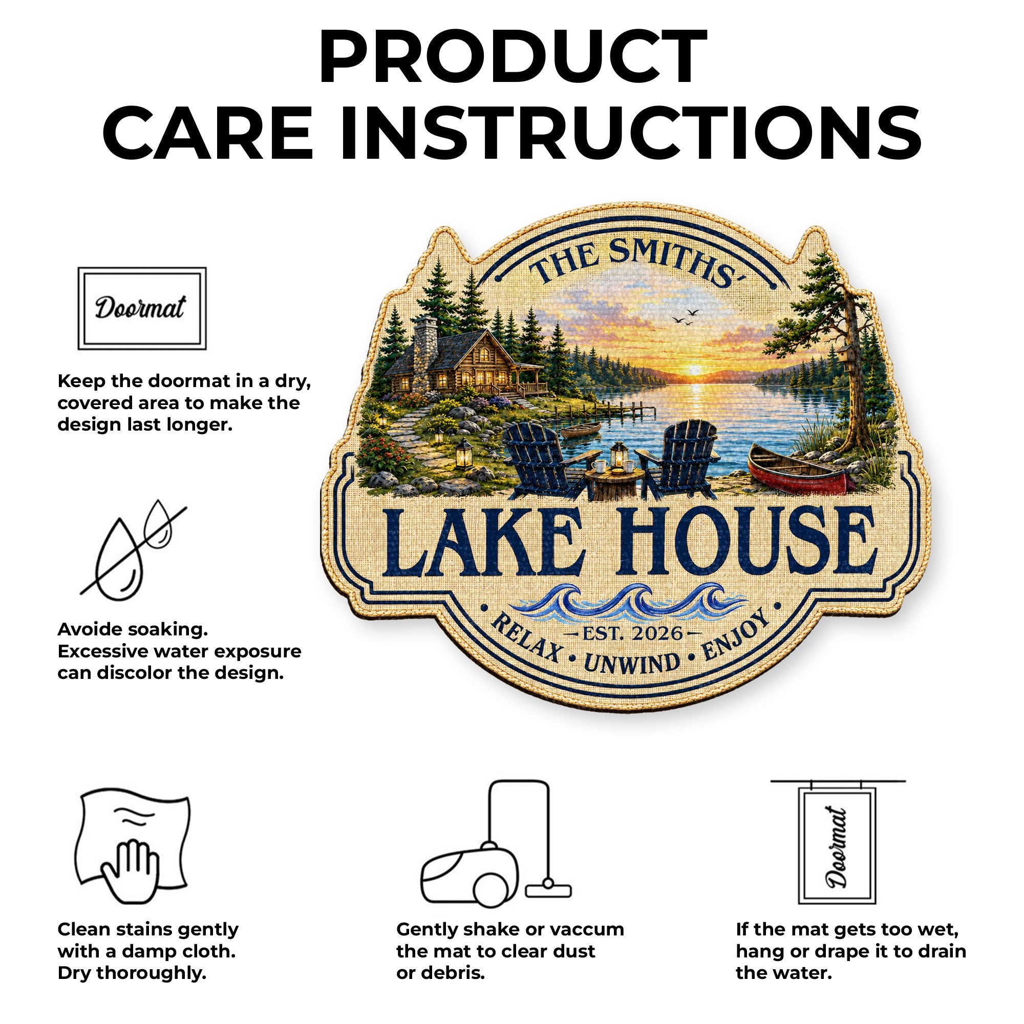 Personalized Custom Lake House Doormat Unique Cabin Gift Doormat GradoCreations