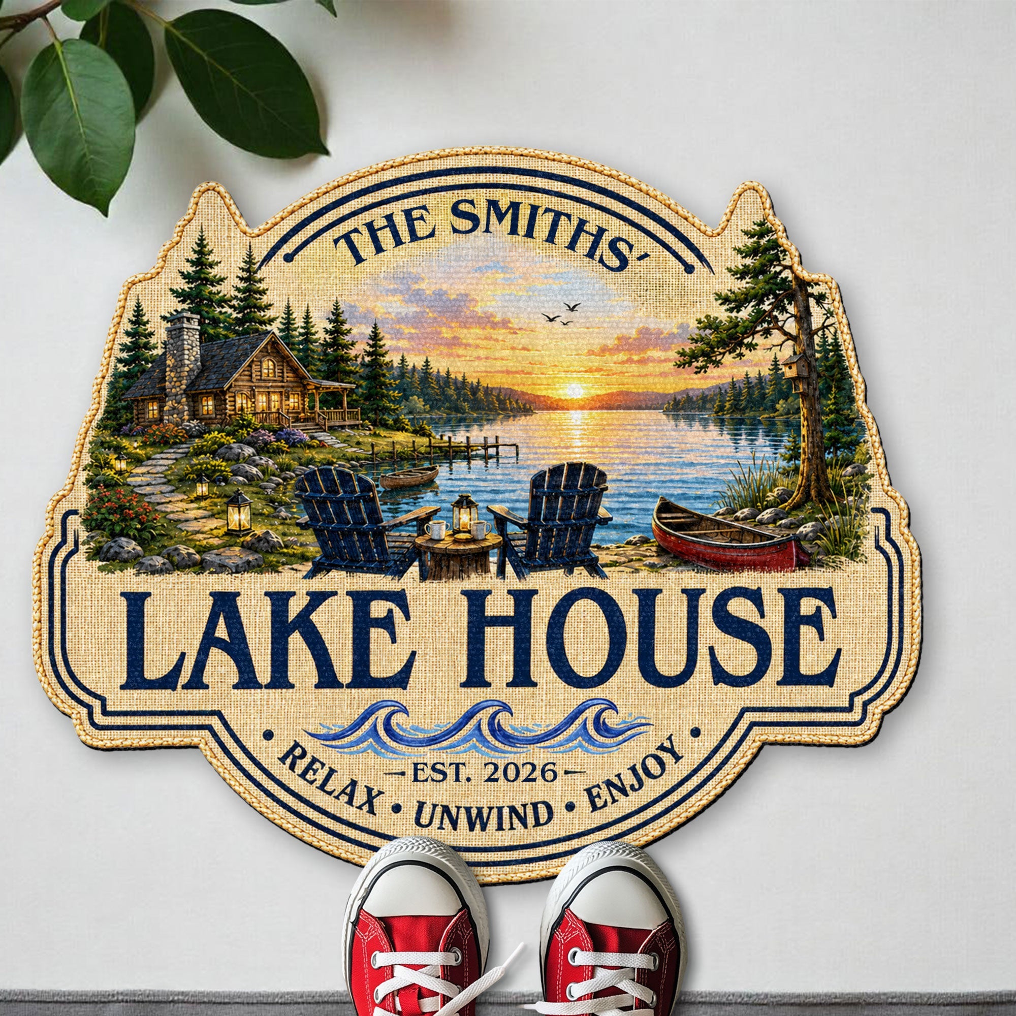 Personalized Custom Lake House Doormat Unique Cabin Gift Doormat GradoCreations