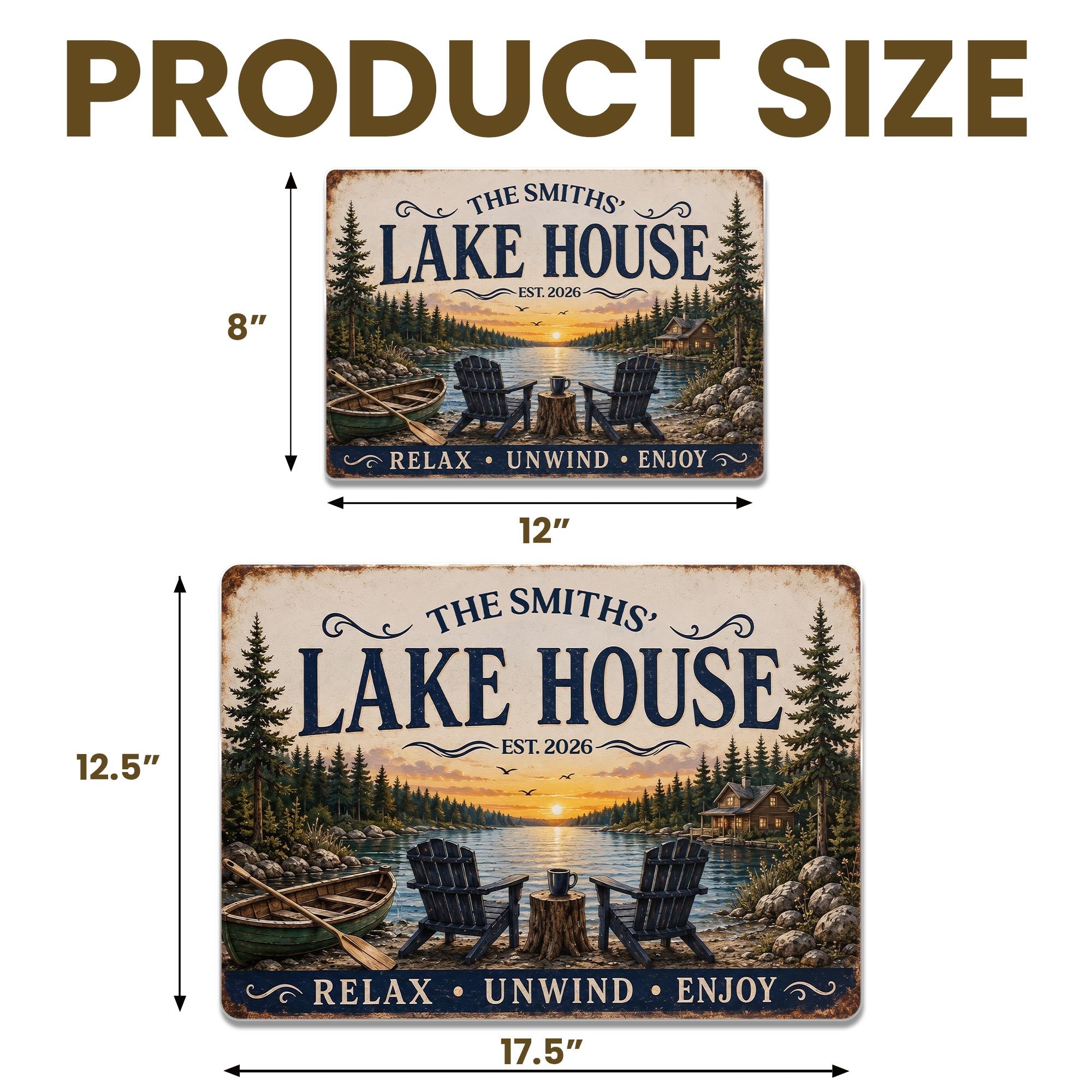 Personalized Lake House Metal Sign Custom Name Gift Metal Sign GradoCreations