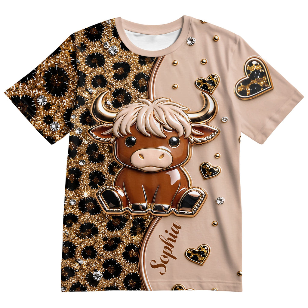 Personalized Cute Highland Cow T-Shirt Custom Name Gift Apparel GradoCreations