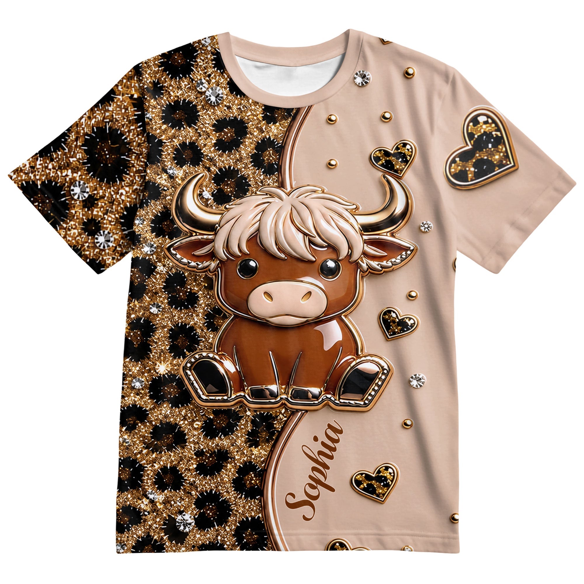 Personalized Cute Highland Cow T-Shirt Custom Name Gift Apparel GradoCreations