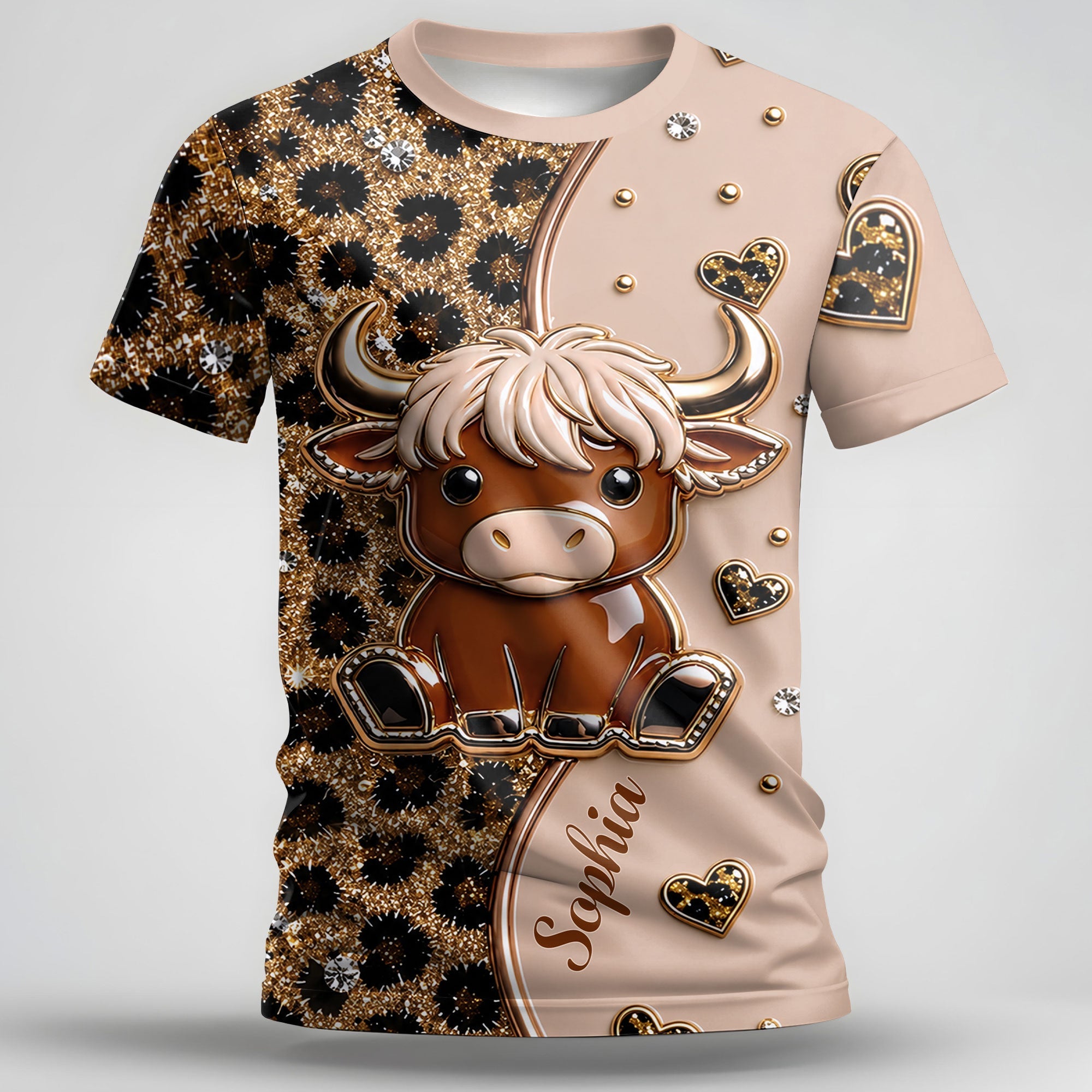 Personalized Cute Highland Cow T-Shirt Custom Name Gift Apparel GradoCreations