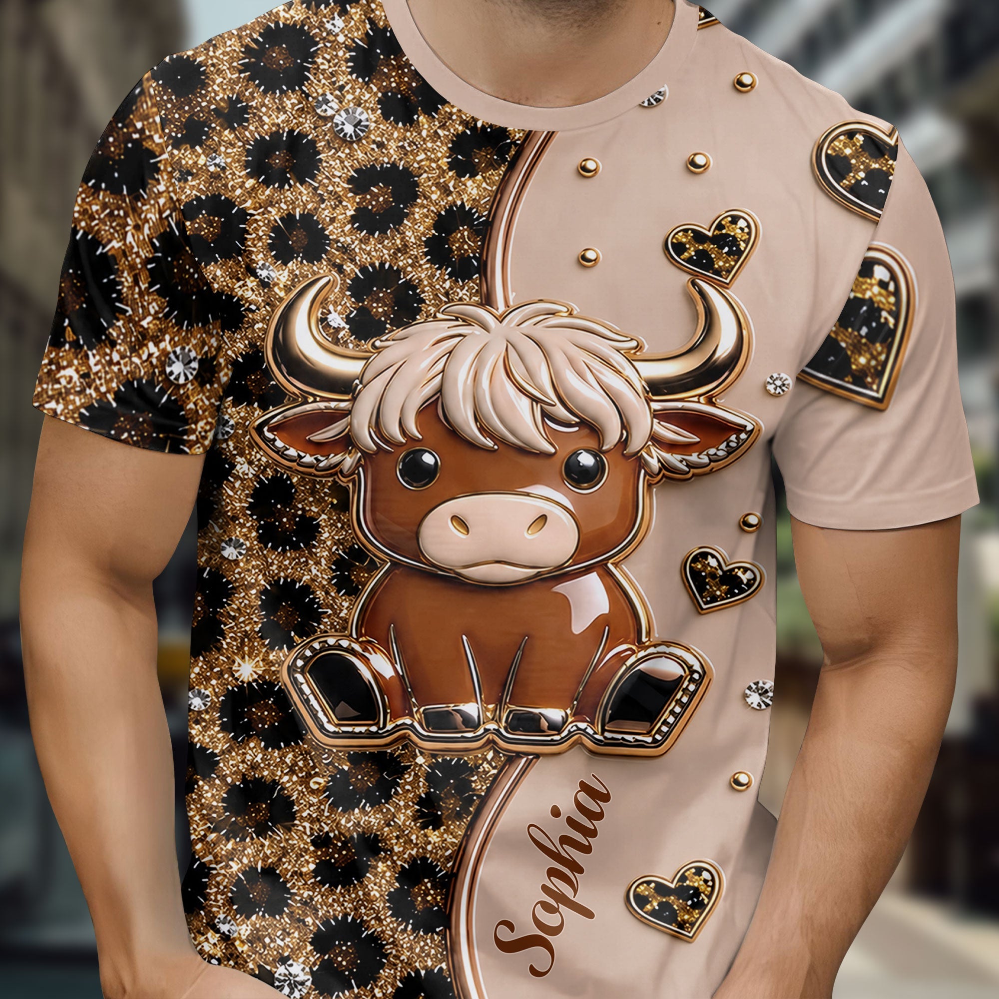 Personalized Cute Highland Cow T-Shirt Custom Name Gift Apparel GradoCreations