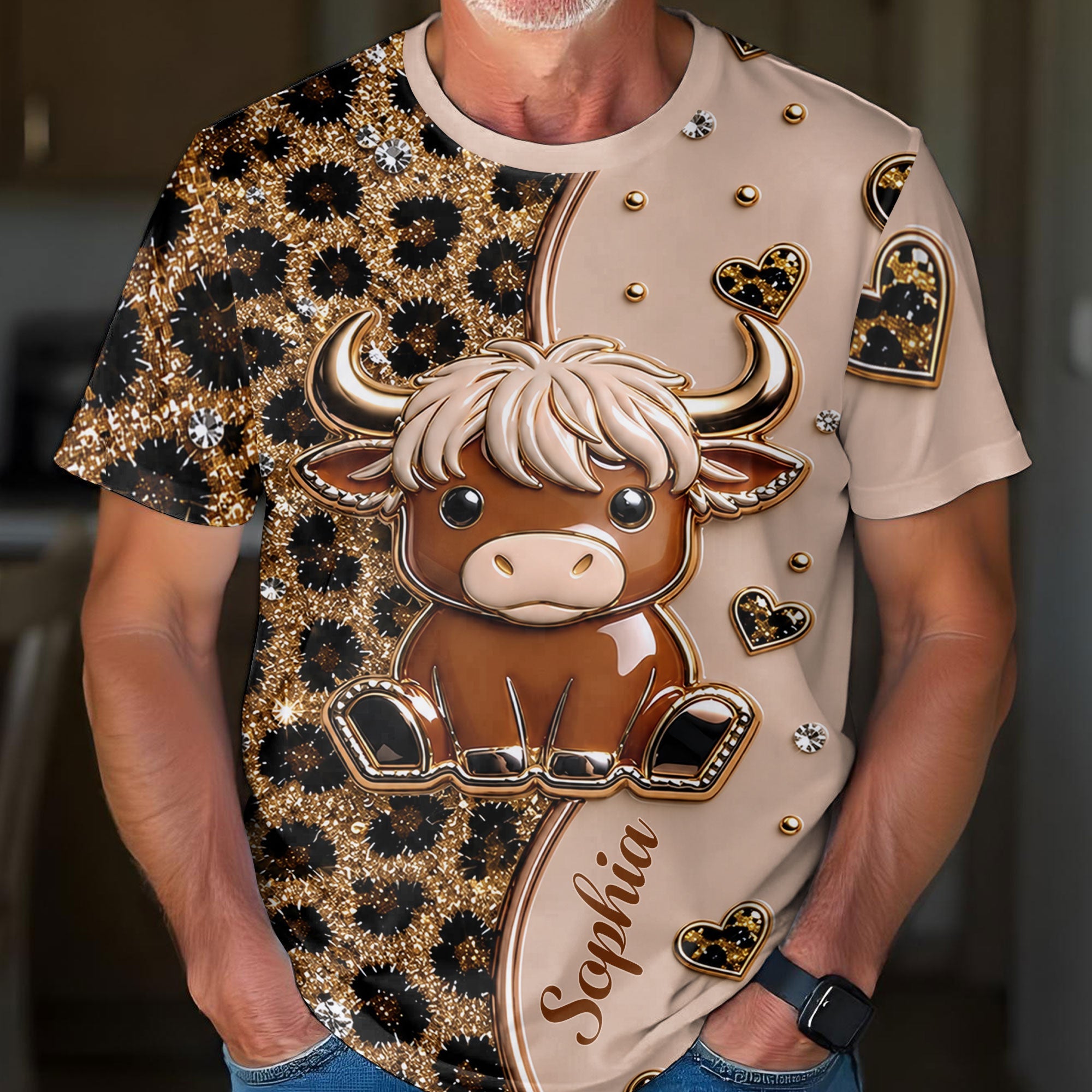 Personalized Cute Highland Cow T-Shirt Custom Name Gift Apparel GradoCreations