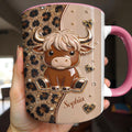 Personalized Cute Highland Cow Accent Mug Custom Name Gift