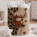 Personalized Baby Highland Cow Basket Custom Name Gift for Kids