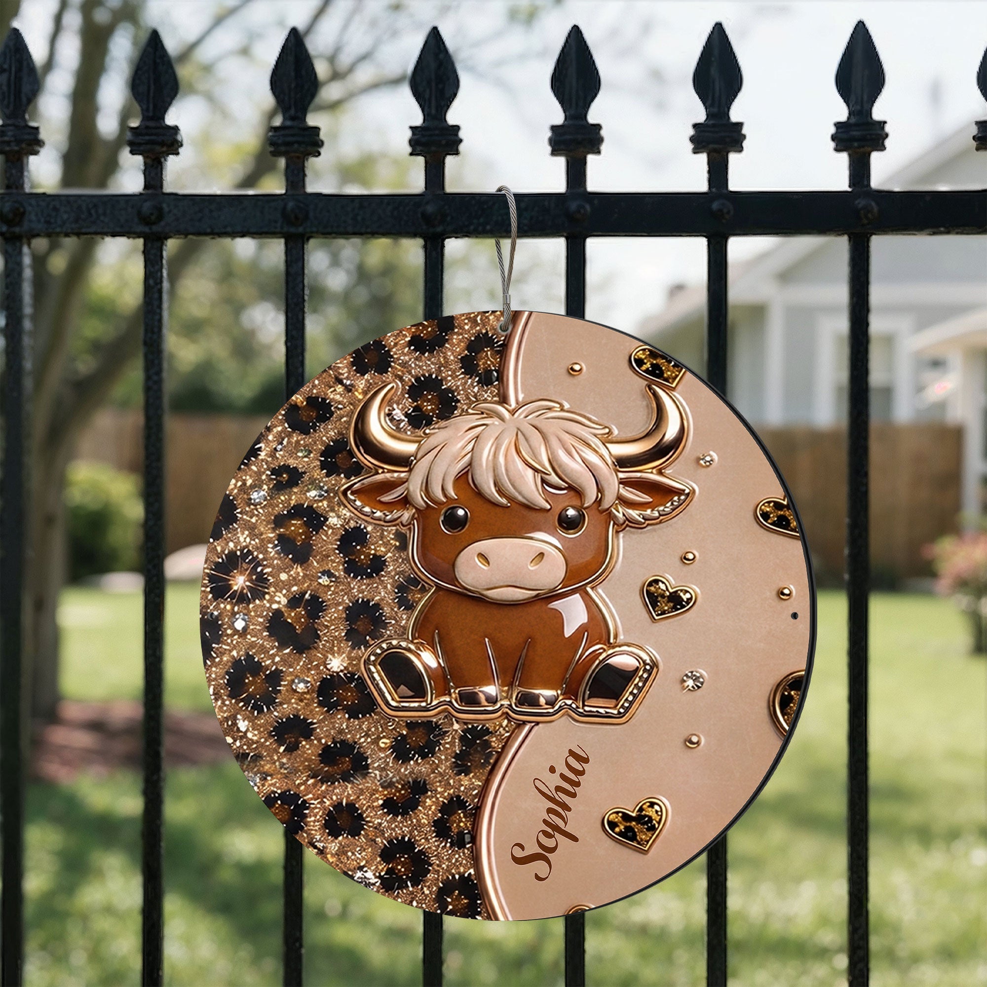 Personalized Highland Cow Metal Sign Custom Name Gift for Farm Lovers