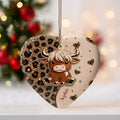 Personalized Highland Cow Heart Ceramic Ornament Custom Name Gift Ceramic Ornament GradoCreations