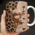 Personalized Cute Baby Highland Cow Mug Custom Name Gift for Cow Lovers Edge-to-edge Mug GradoCreations