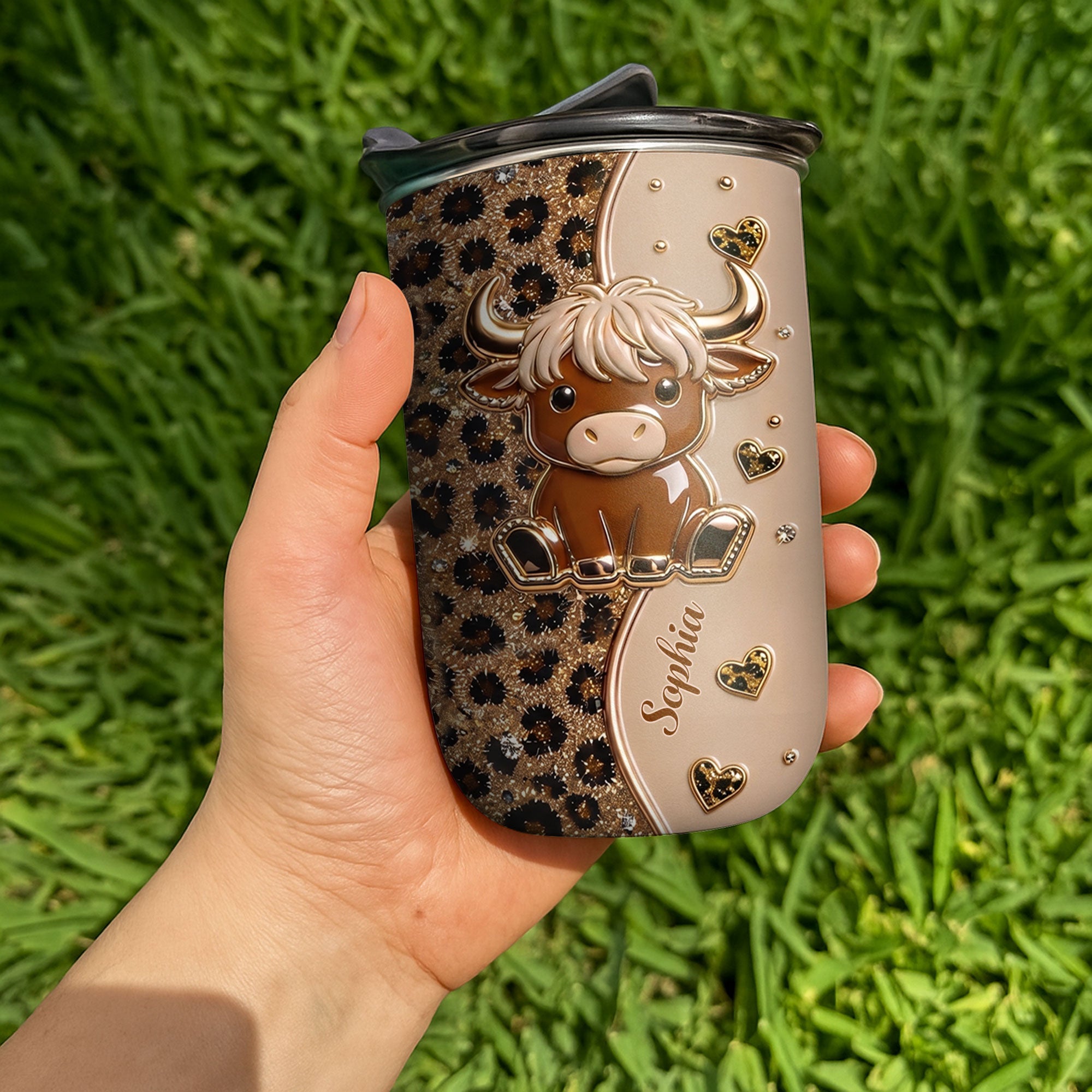 Personalized 10oz Highland Cow Tumbler Custom Gift for Daughter