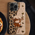 Personalized Clear Phone Case Cute Highland Cow Hearts Gift Clear Phone Case GradoCreations