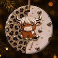 Personalized Highland Cow Ceramic Ornament Custom Name Gift Ceramic Ornament GradoCreations