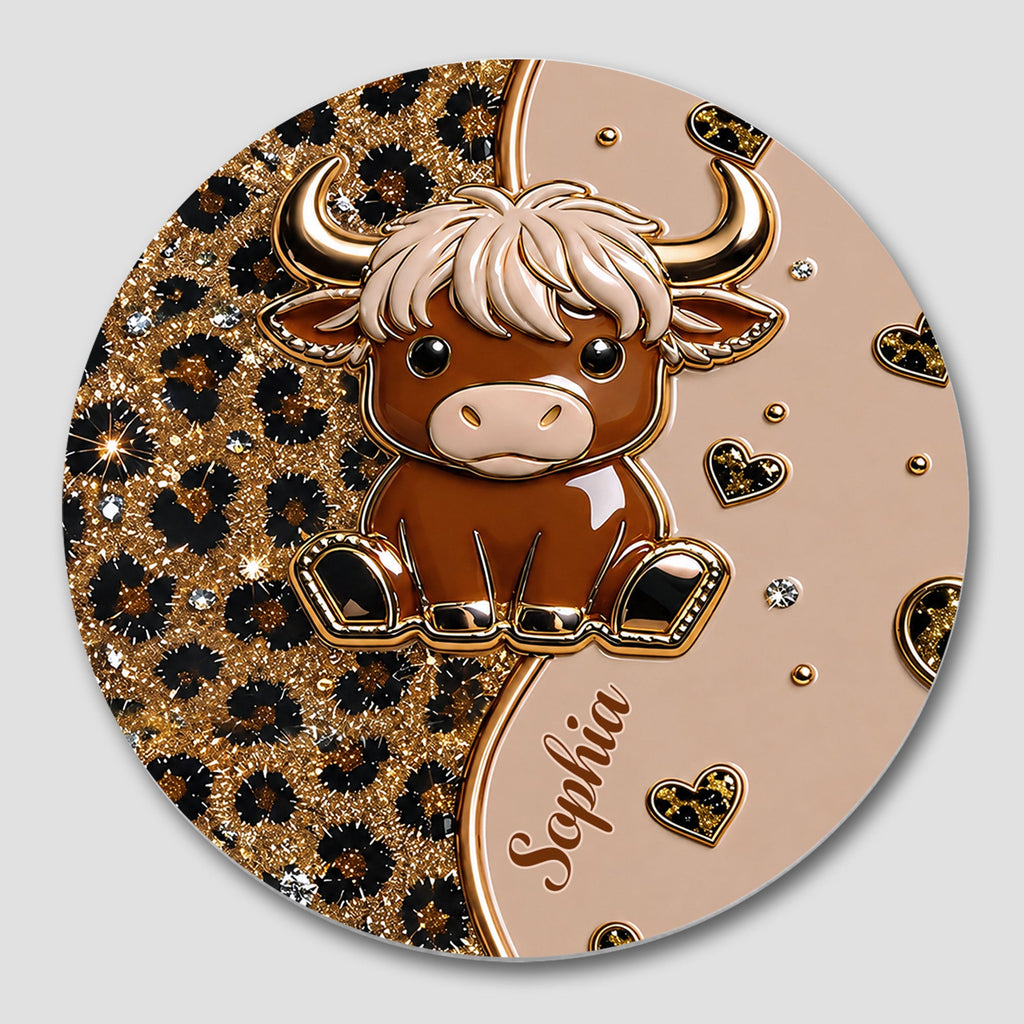 Personalized Cute Highland Cow Ceramic Coaster Gift for Her