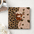 Personalized Square Ceramic Coaster Cute Highland Cow Gift