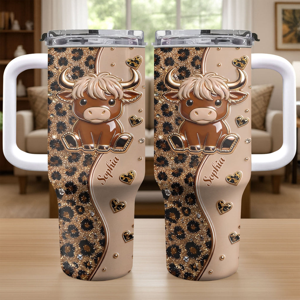 Personalized Highland Cow 40oz Tumbler Custom Name Gift Idea