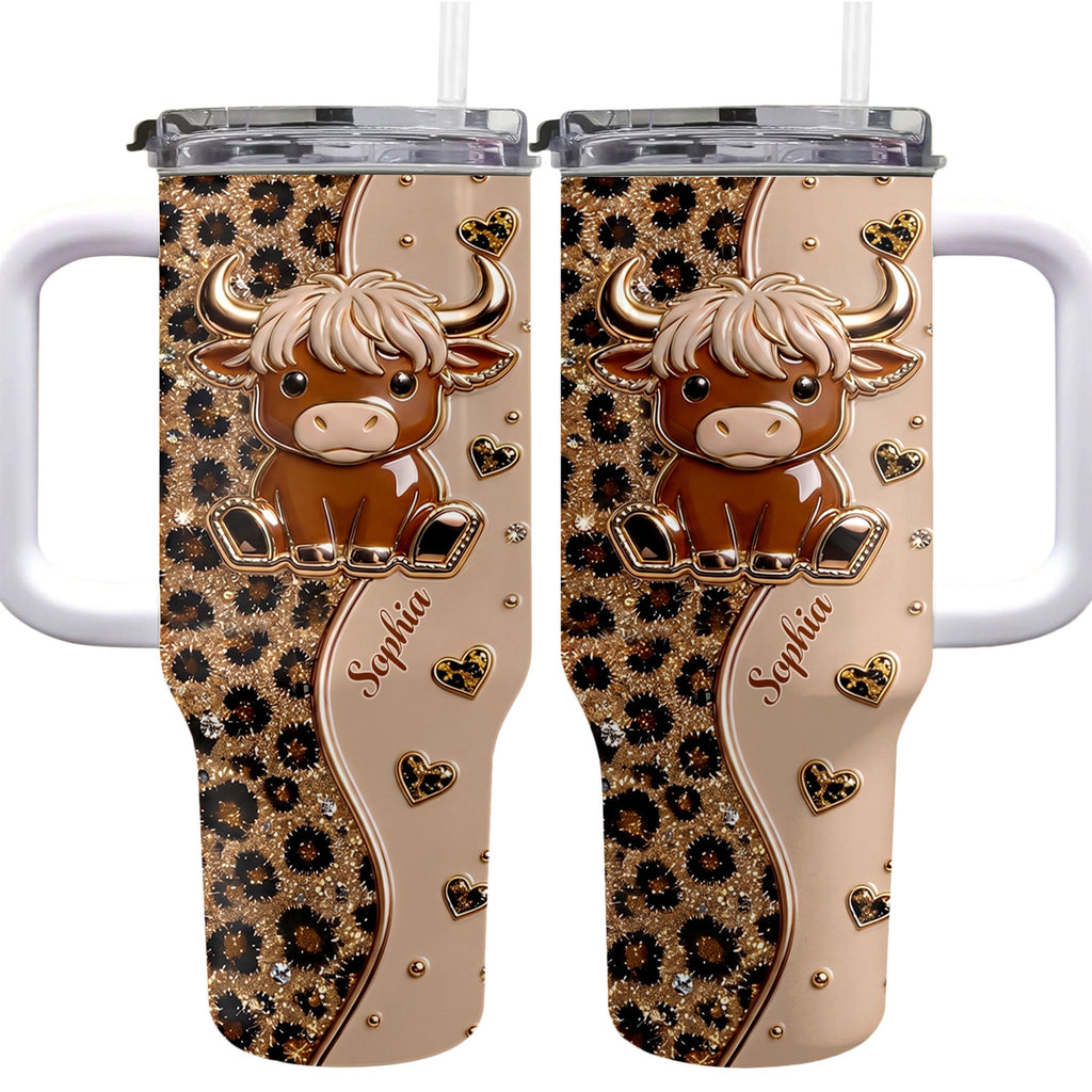 Personalized Highland Cow 40oz Tumbler Custom Name Gift Idea