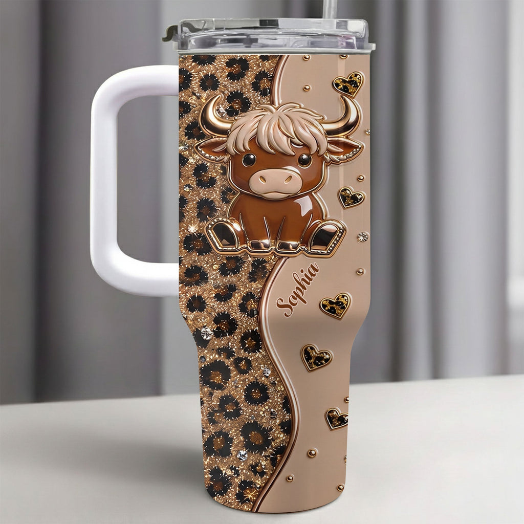 Personalized Highland Cow 40oz Tumbler Custom Name Gift Idea