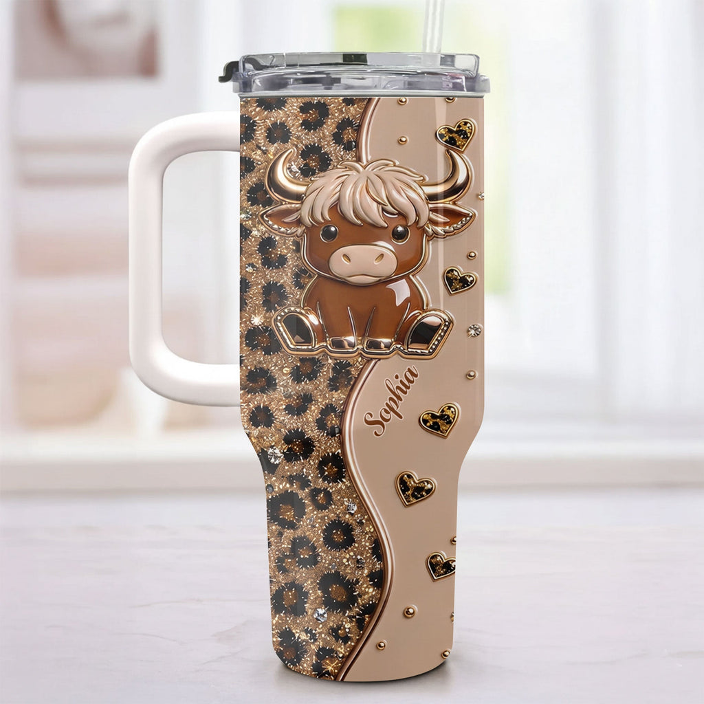 Personalized Highland Cow 40oz Tumbler Custom Name Gift Idea