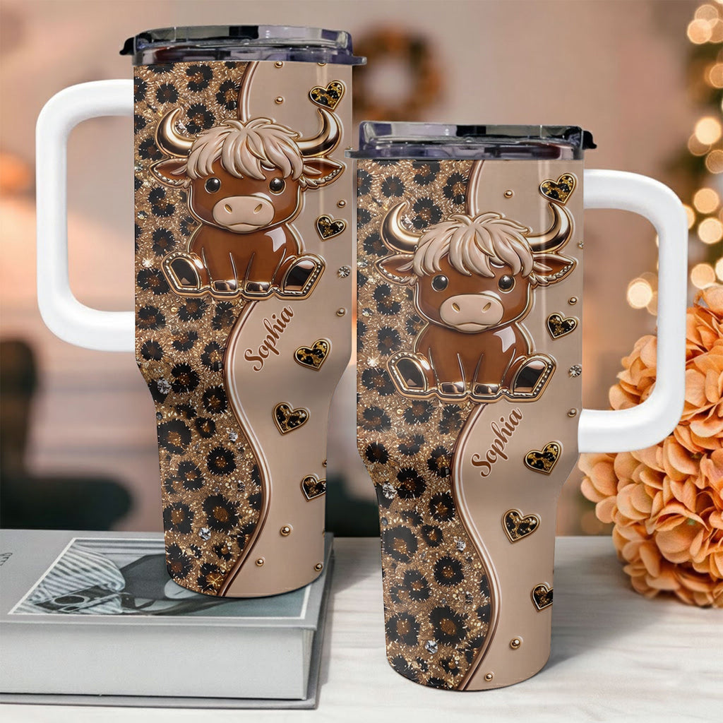 Personalized Highland Cow 40oz Tumbler Custom Name Gift Idea