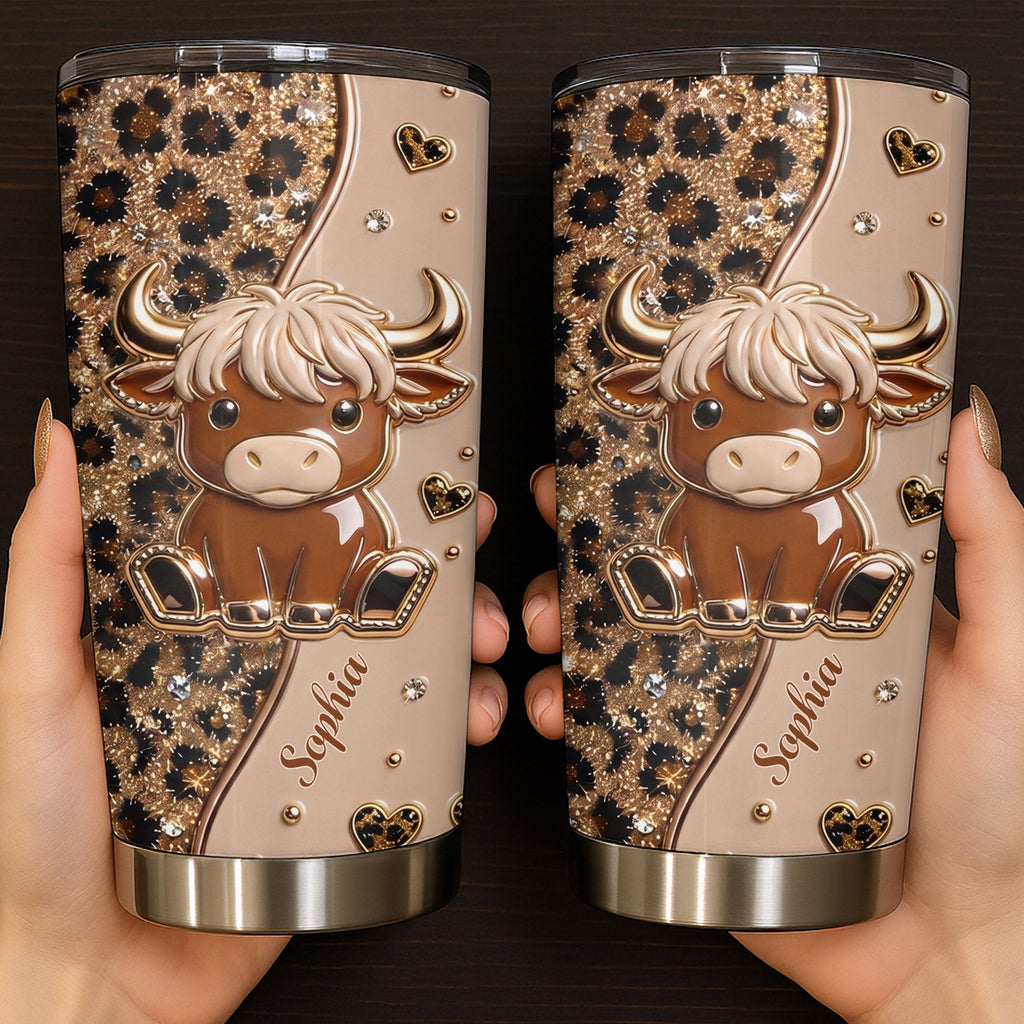 Personalized Highland Cow Custom Stainless Steel Tumbler 20oz Gift for Animal Lovers