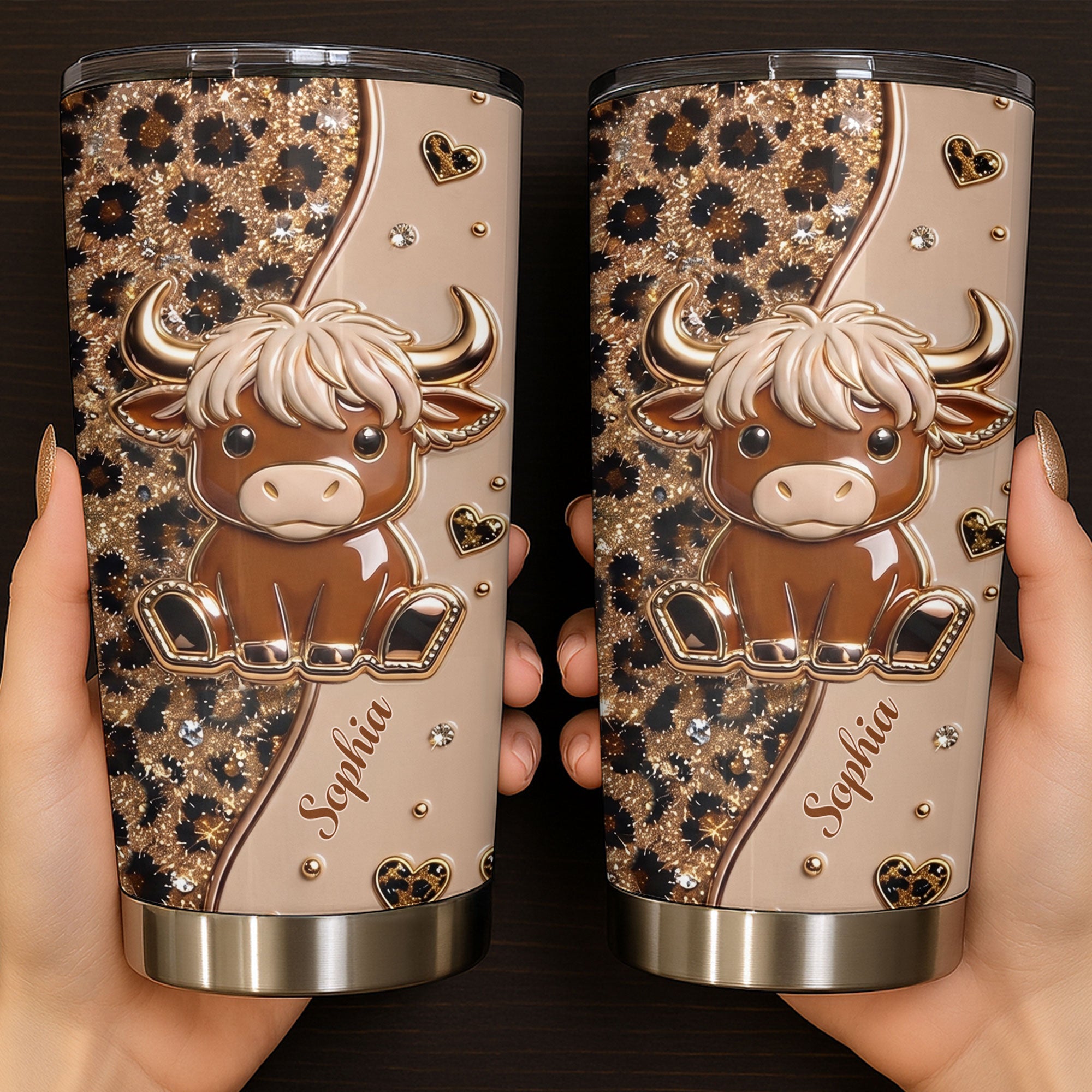 Personalized Highland Cow Custom Stainless Steel Tumbler 20oz Gift for Animal Lovers