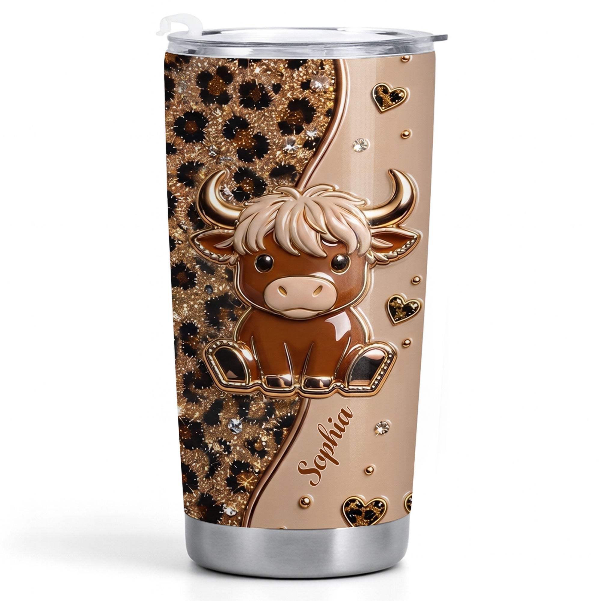 Personalized Highland Cow Custom Stainless Steel Tumbler 20oz Gift for Animal Lovers
