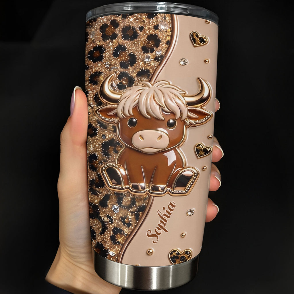 Personalized Highland Cow Custom Stainless Steel Tumbler 20oz Gift for Animal Lovers
