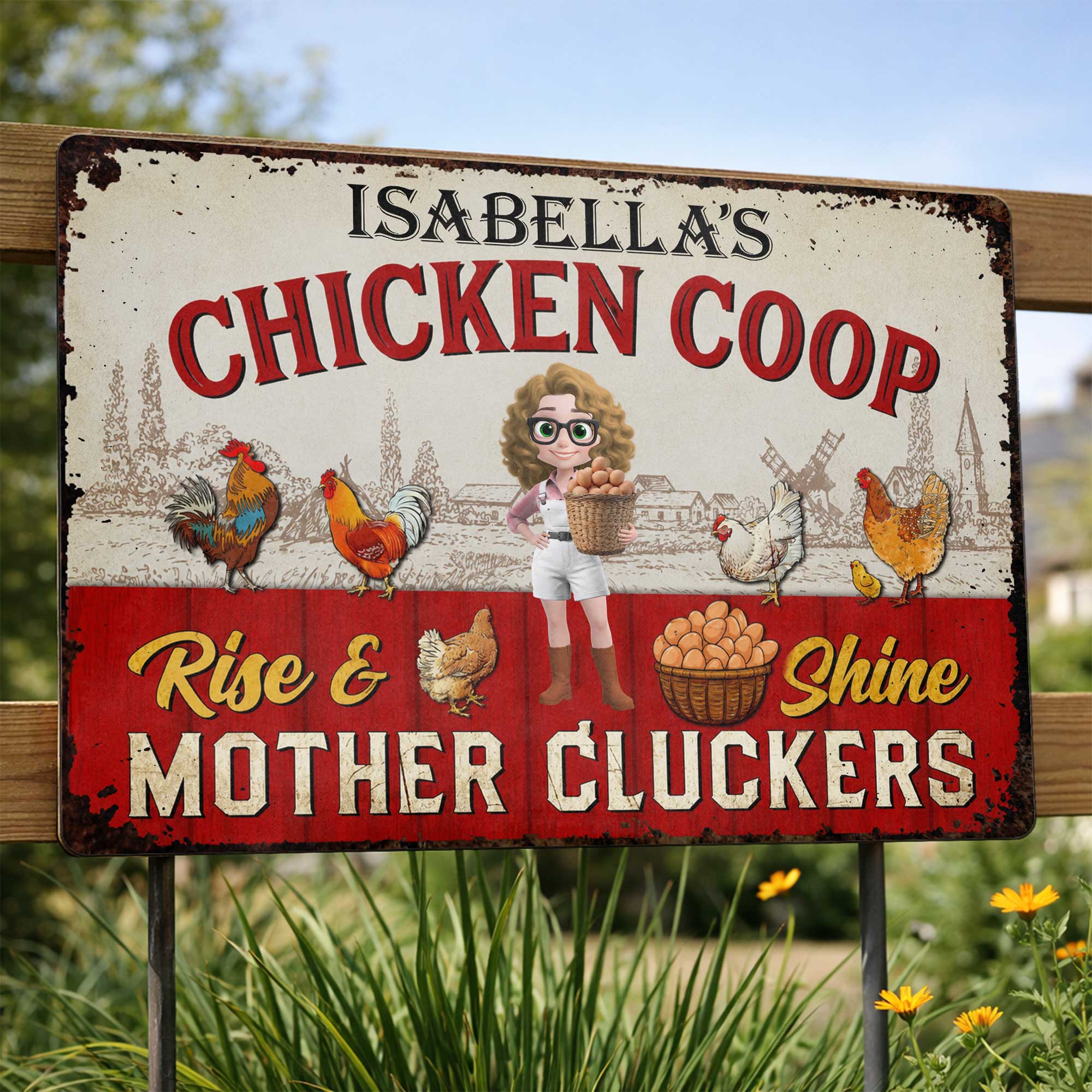 Personalized Metal Sign Mother Cluckers Gift for Chicken Lovers Metal Sign GradoCreations