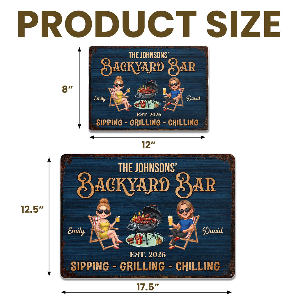 Personalized Metal Sign for Couples Backyard Grill Custom Name Metal Sign GradoCreations