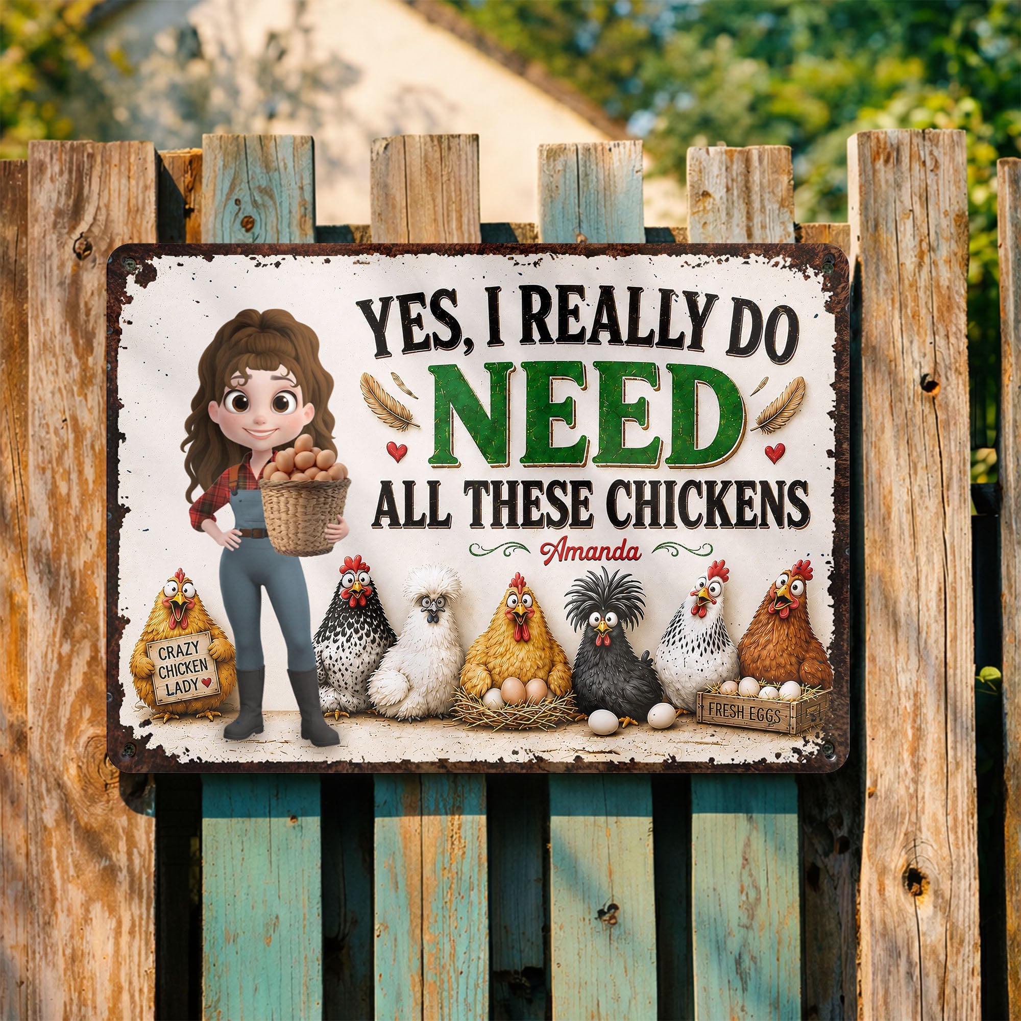 Personalized Funny Metal Sign Custom Farm Gift for Chicken Lovers Metal Sign GradoCreations