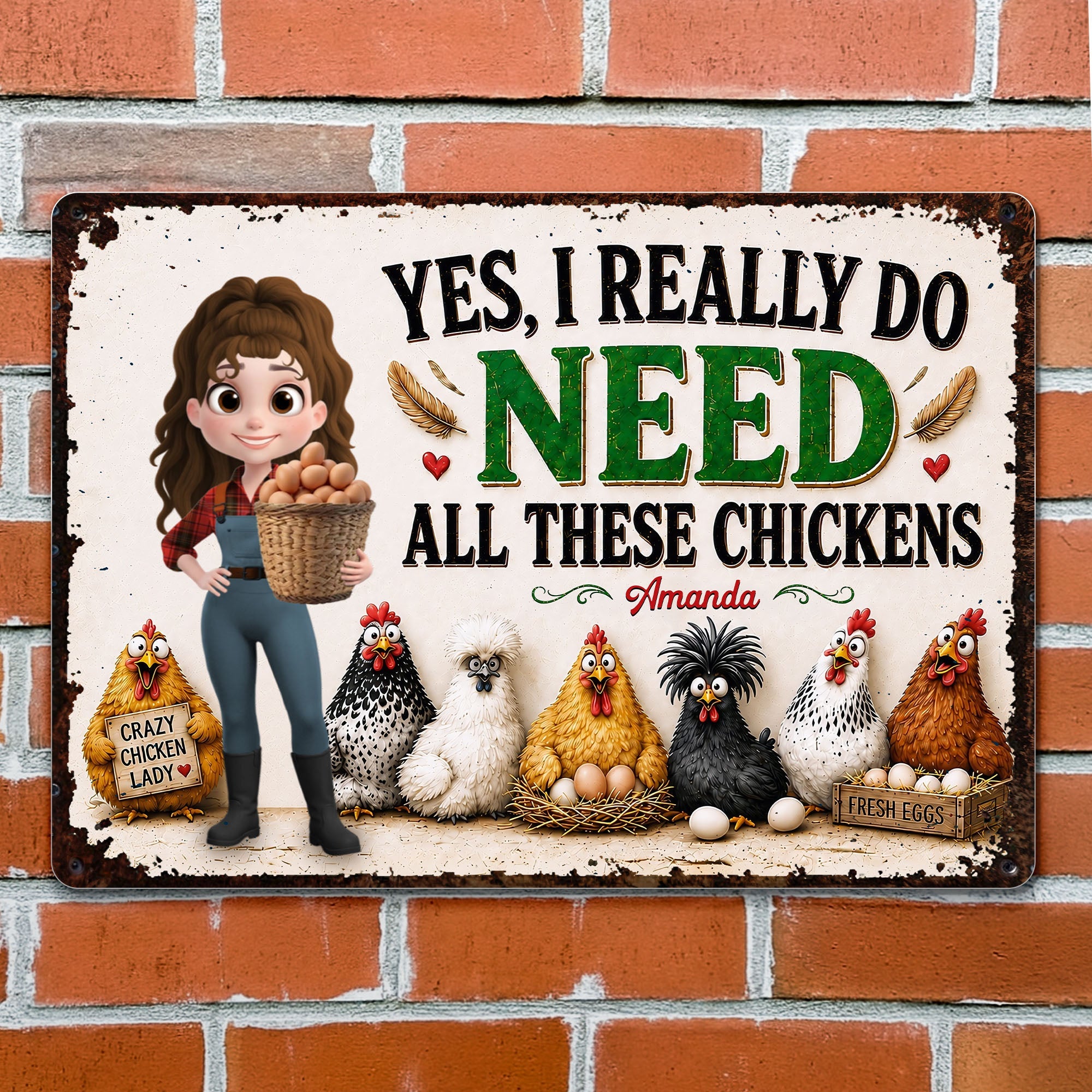 Personalized Funny Metal Sign Custom Farm Gift for Chicken Lovers Metal Sign GradoCreations