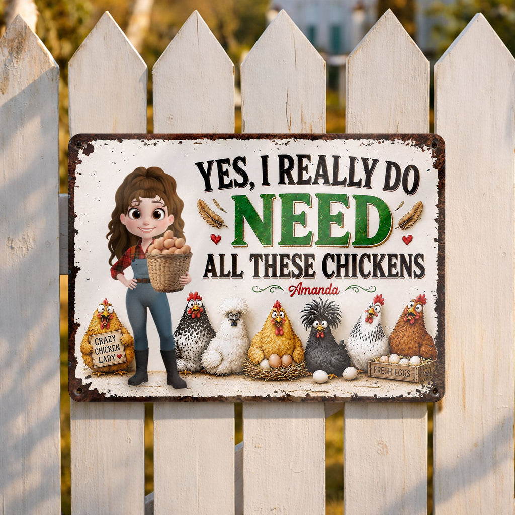 Personalized Funny Metal Sign Custom Farm Gift for Chicken Lovers Metal Sign GradoCreations