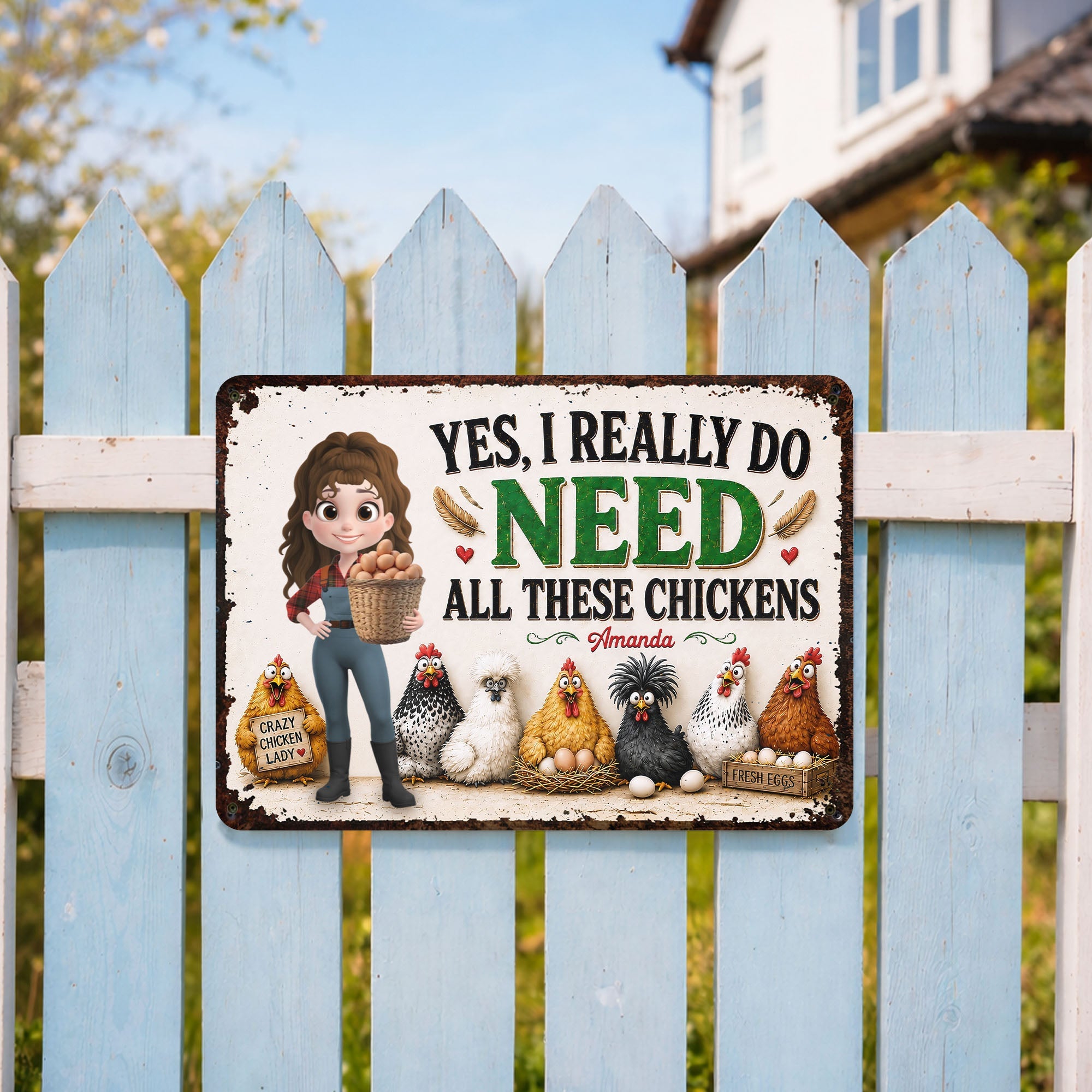 Personalized Funny Metal Sign Custom Farm Gift for Chicken Lovers Metal Sign GradoCreations