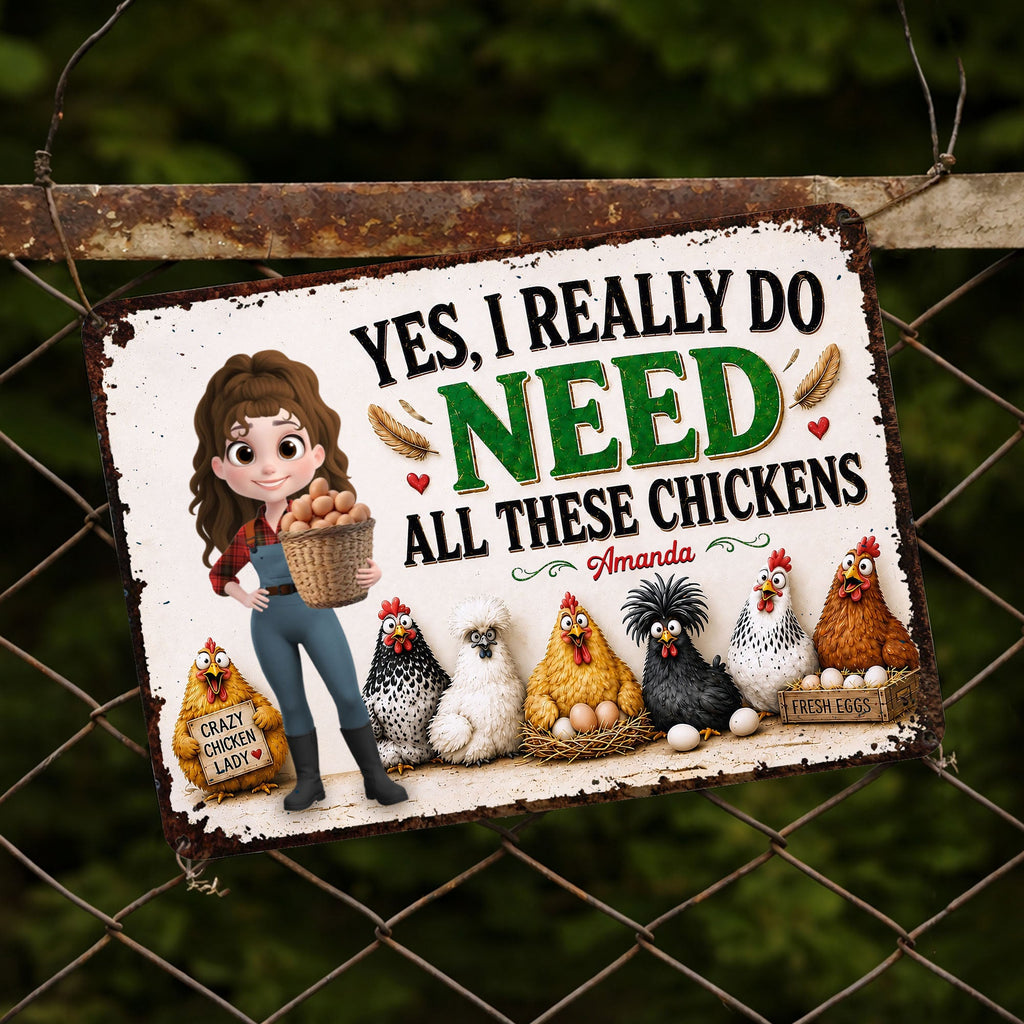 Personalized Funny Metal Sign Custom Farm Gift for Chicken Lovers Metal Sign GradoCreations