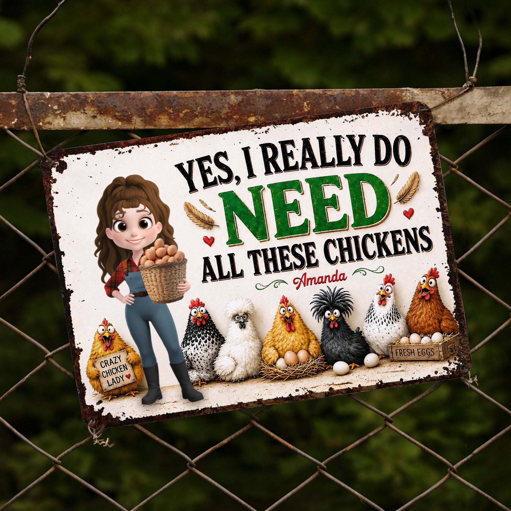 Personalized Funny Metal Sign Custom Farm Gift for Chicken Lovers Metal Sign GradoCreations
