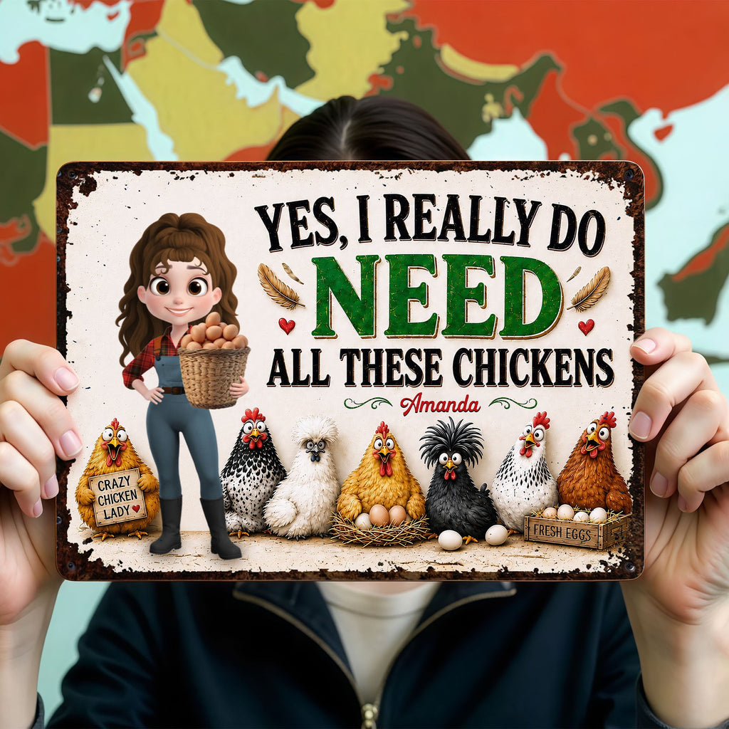 Personalized Funny Metal Sign Custom Farm Gift for Chicken Lovers Metal Sign GradoCreations