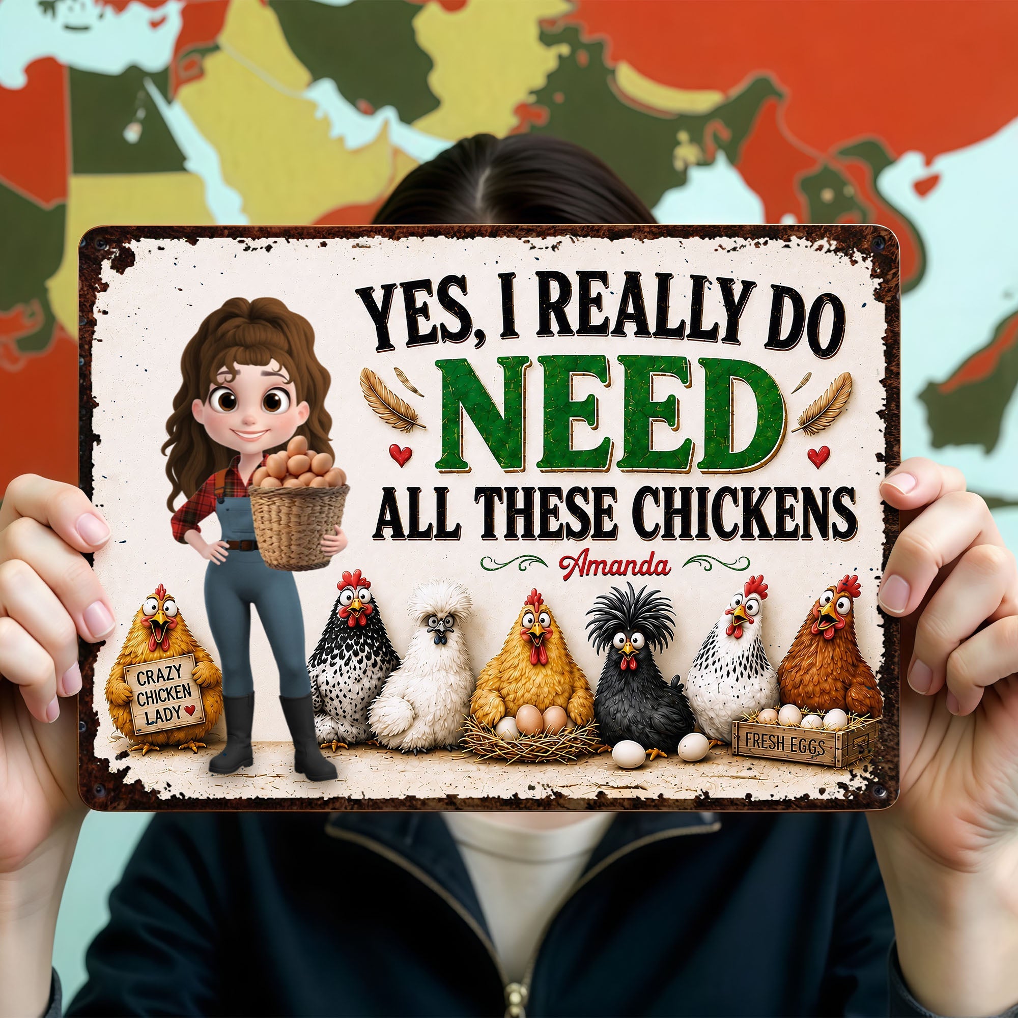 Personalized Funny Metal Sign Custom Farm Gift for Chicken Lovers Metal Sign GradoCreations