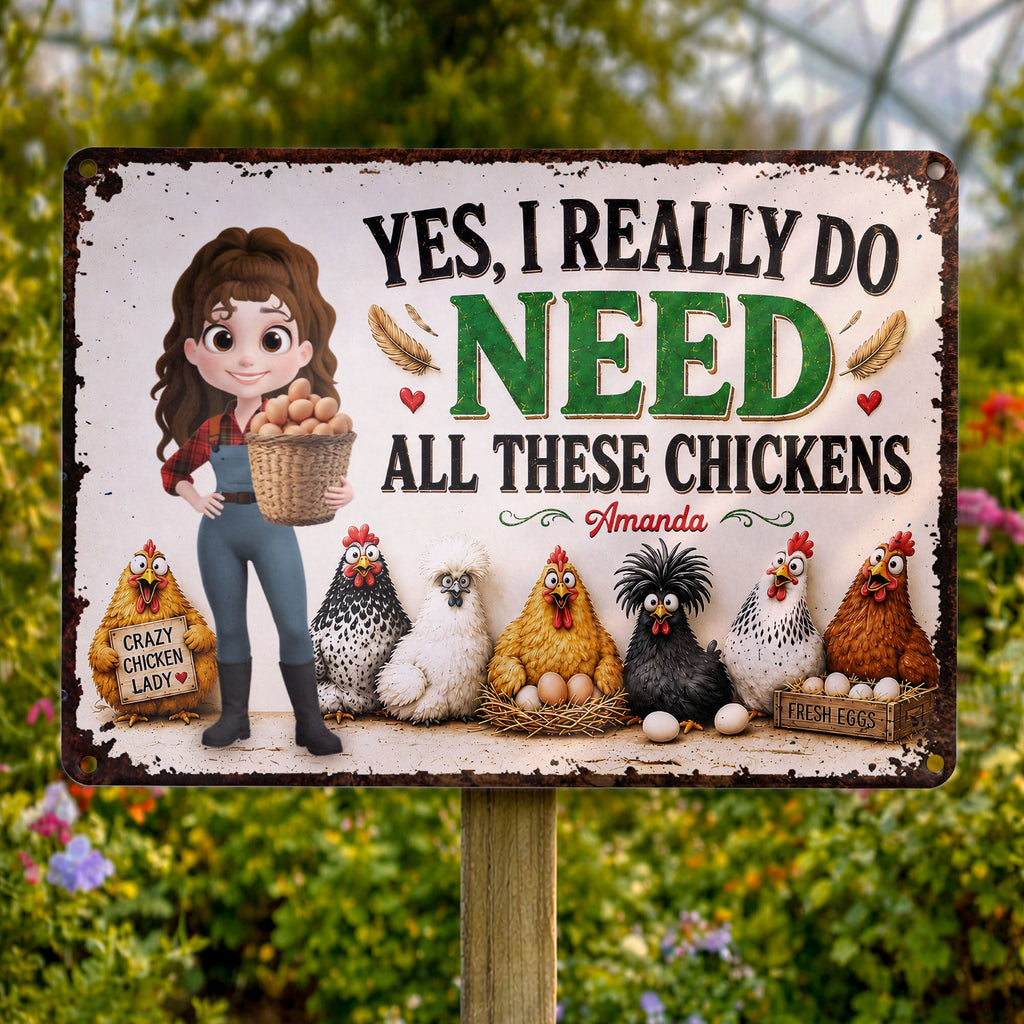 Personalized Funny Metal Sign Custom Farm Gift for Chicken Lovers Metal Sign GradoCreations