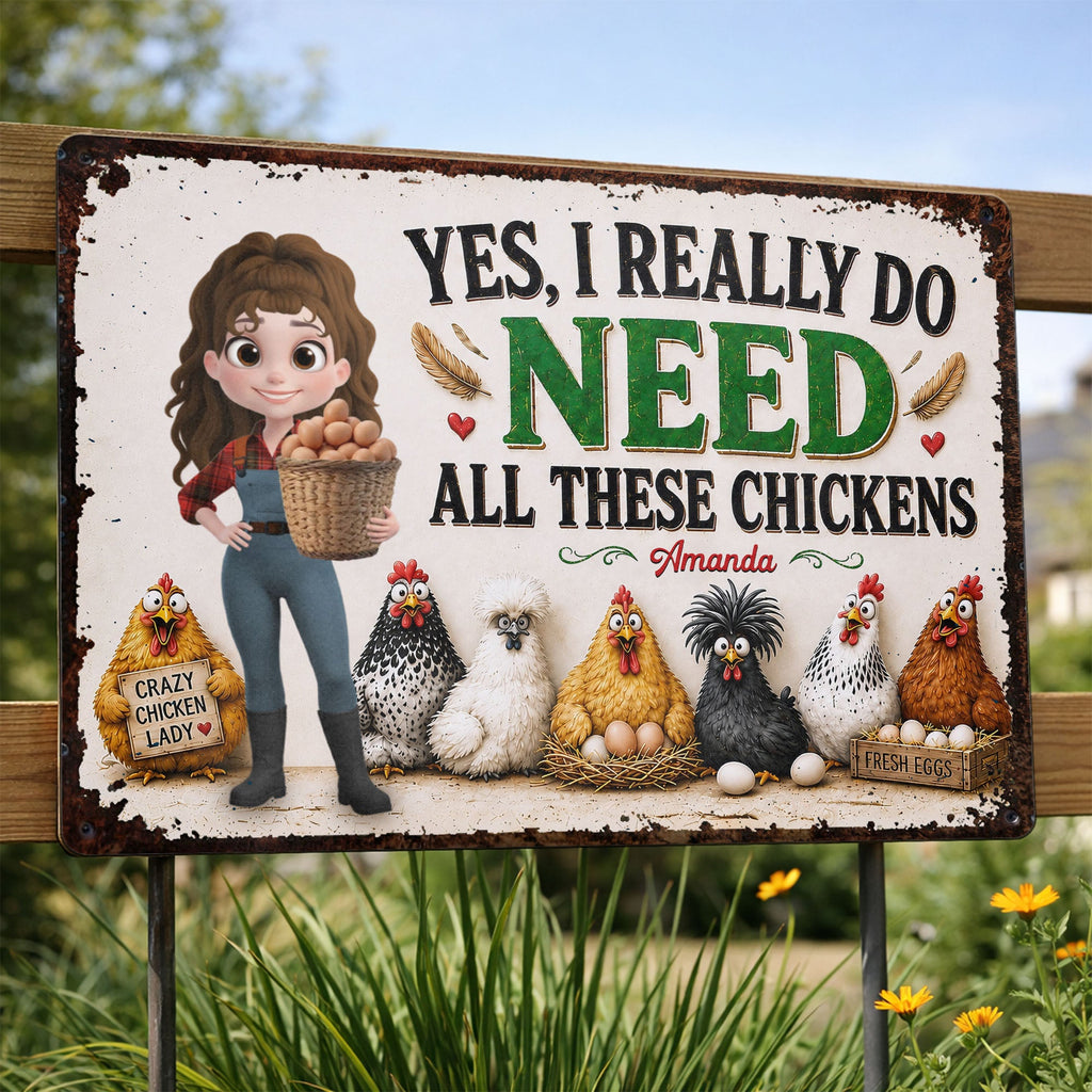 Personalized Funny Metal Sign Custom Farm Gift for Chicken Lovers Metal Sign GradoCreations