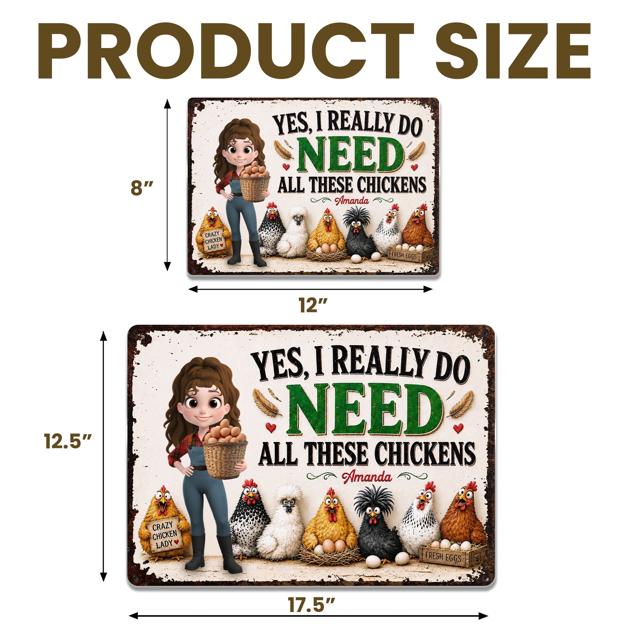 Personalized Funny Metal Sign Custom Farm Gift for Chicken Lovers Metal Sign GradoCreations